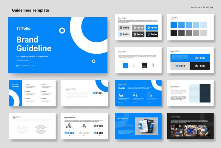 Vector brand guidelines presentation template or brand identity layout
