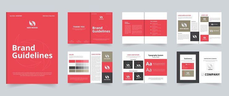 Vector brand guidelines template or brand identity presentation or logo guidelines template design