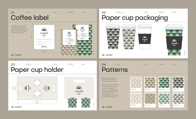 Brand identity guideline template to create visual identity of cafe coffee shop or restaurant