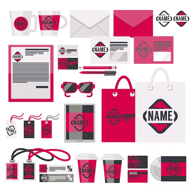 Vector brand identity items and acessory vector set