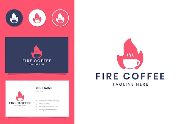 Brand koffie negatief ruimte logo ontwerp