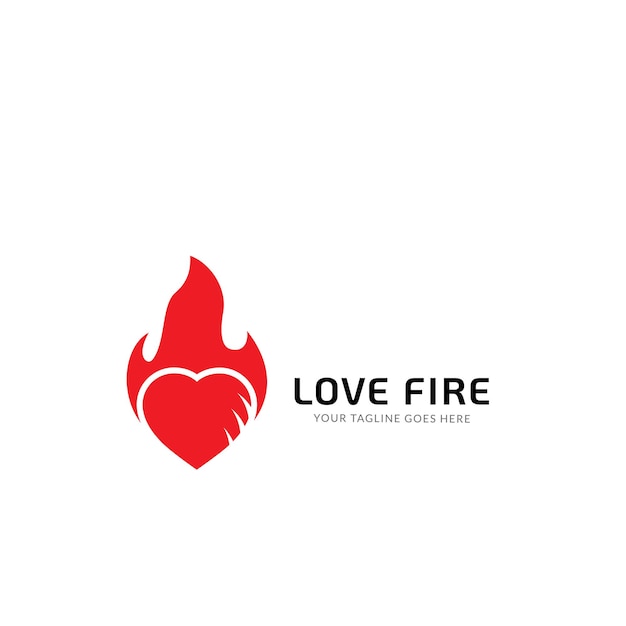 Brand liefde Logo ontwerpt concept, Heart Fire logo symbool icoon