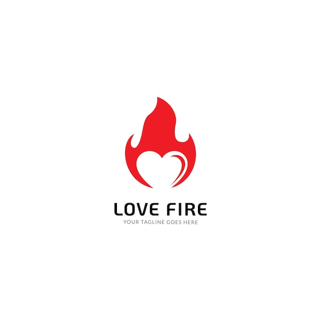 Brand liefde Logo ontwerpt concept, Heart Fire logo symbool icoon