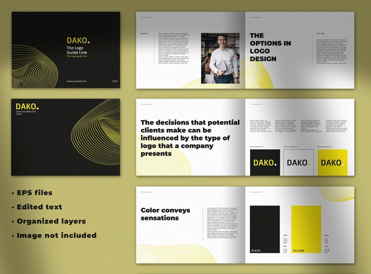 Vector brand logo book design landstape horizontal orientation