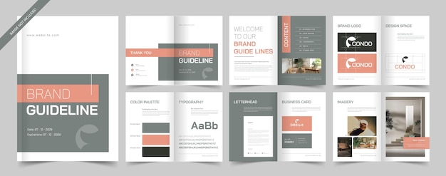 Vector brand manual layout with yellow accents brand guidelines brand identity brand manual guide book