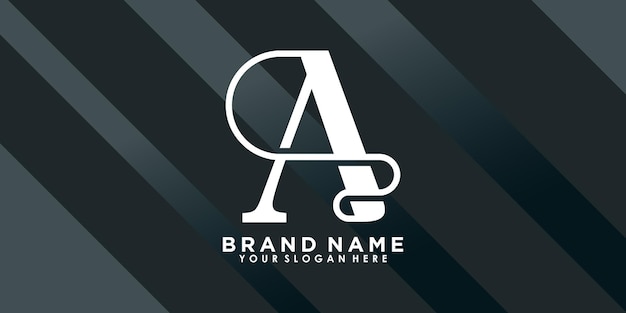 Brand name logo design with letter A creative concept