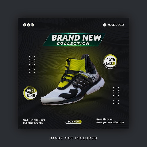 Brand new exclusive shoes collection social media banner instagram post template