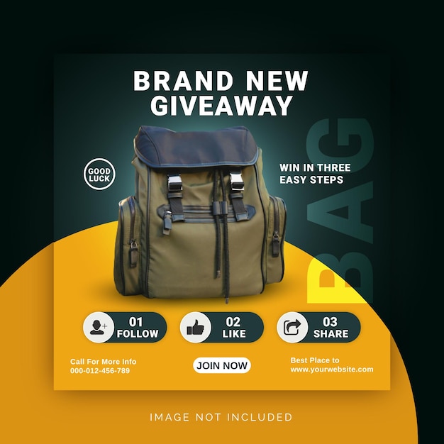 Brand new giveaway smart bag instagram post banner social media post template