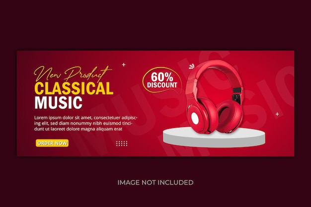 Brand new headphone sale facebook cover banner