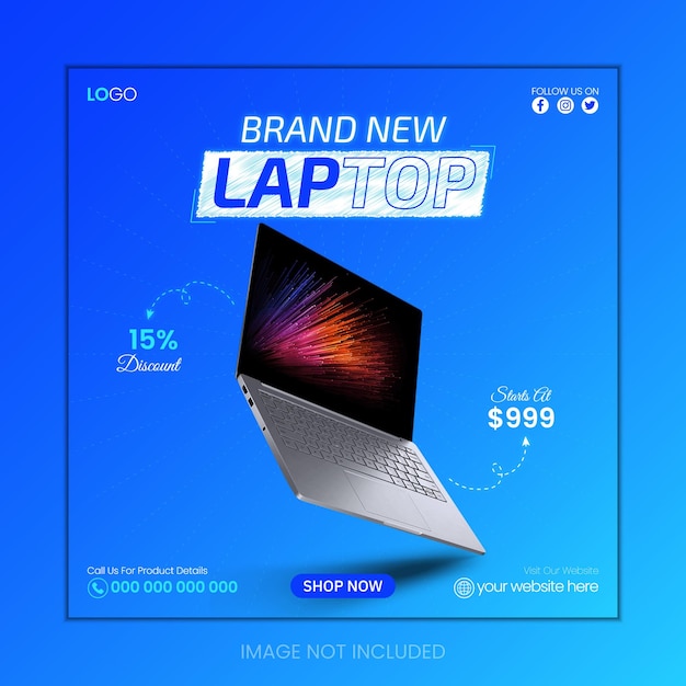 Vector brand new laptop collection social media banner and instagram post design template