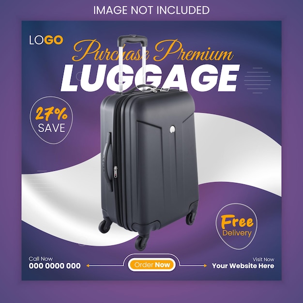 brand new luggage bag and black friday super sale social media banner template