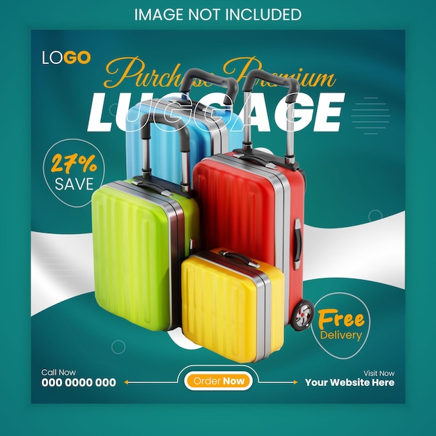 brand new luggage bag and black friday super sale social media banner template