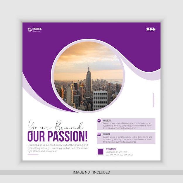 brand promotion social media post with cityscape