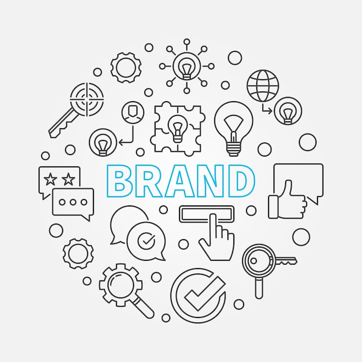 Vector brand round vector illustration or banner in thin line style