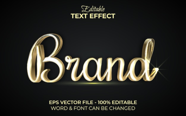 Brand text effect gold style. editable text effect.