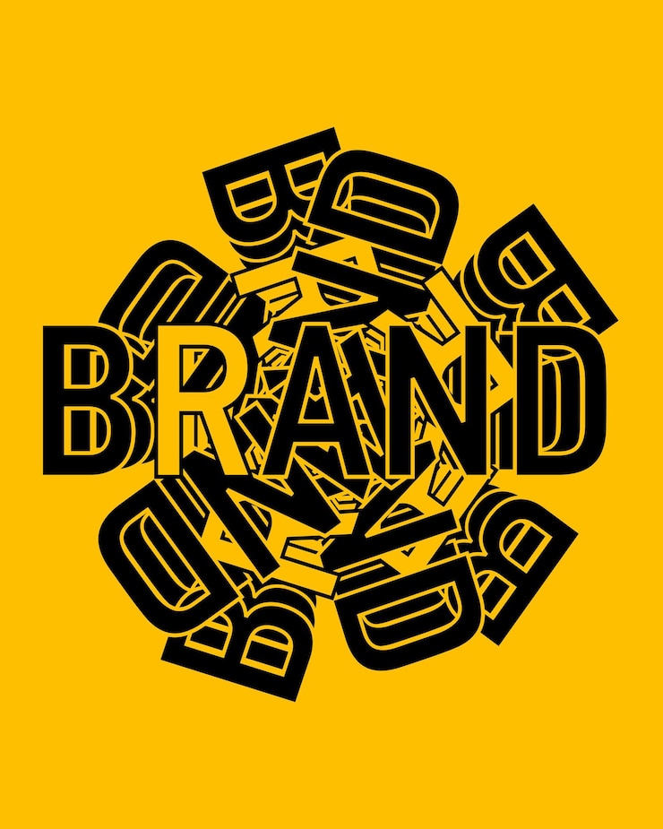 Vector brand text stylish typography on a yellow color background