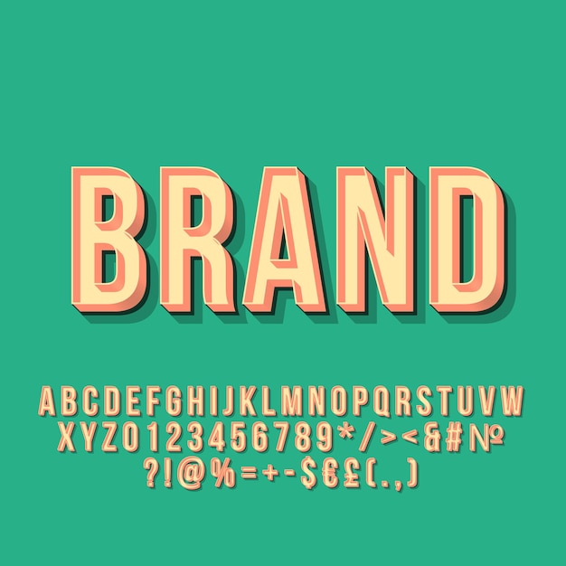 Brand vintage 3d vector lettering