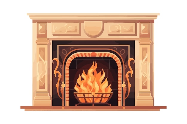 Vector brand vlammen in open haard geïsoleerd op achtergrond cartoon vector illustratie