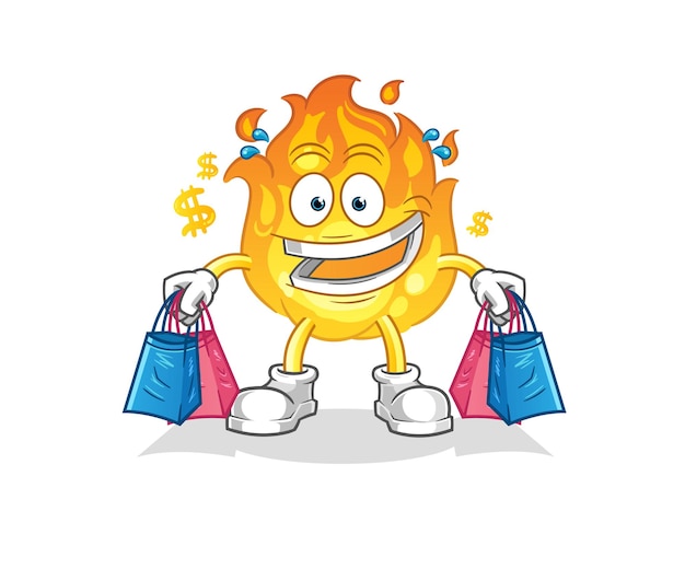 Brand winkelen mascotte. cartoon vector