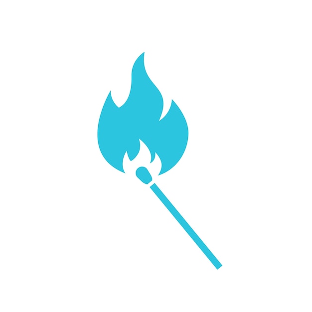 Brandende lucifer icoon geïsoleerd op witte achtergrond van blauwe icoon set