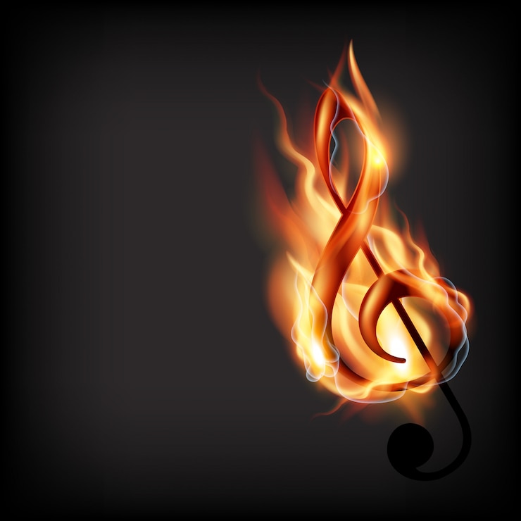 Vector brandende muzieknoot