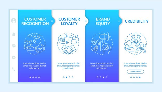 Branding benefits onboarding vector template