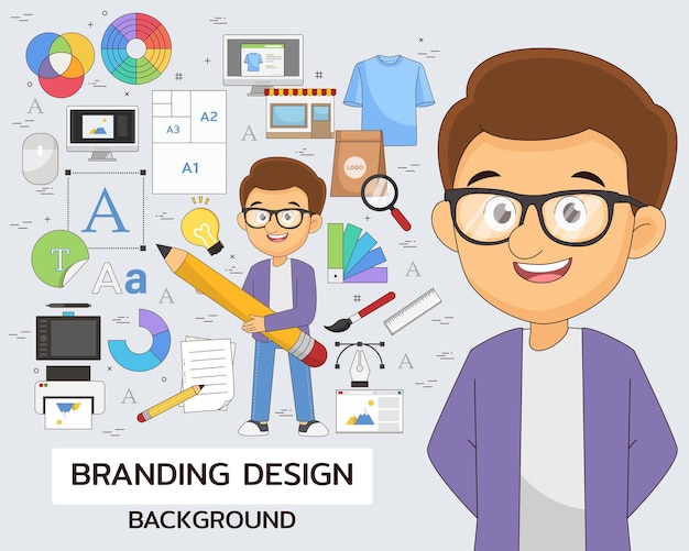 Branding design concept background flat icons