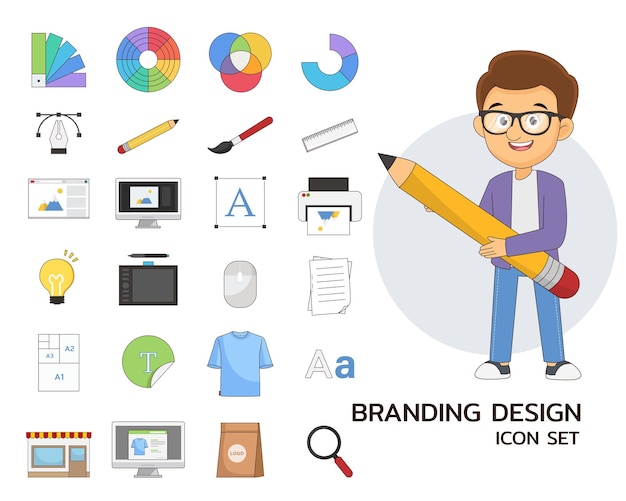 Branding design concept flat icons