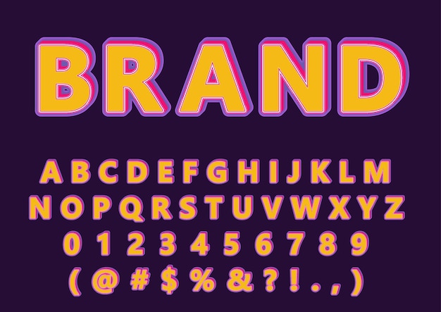 Branding Font Alphabets Numbers Set