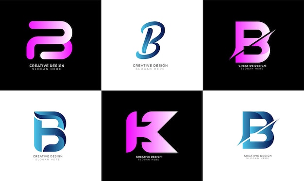 Branding identiteit eerste letter B logo ontwerp collectie