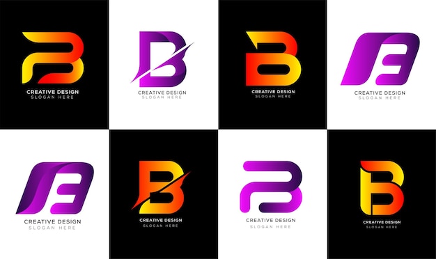 Branding identiteit eerste letter B logo ontwerp collectie