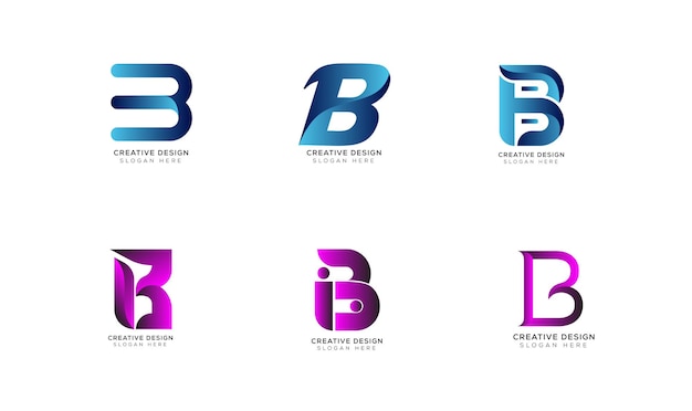 Branding identiteit eerste letter B logo ontwerp collectie