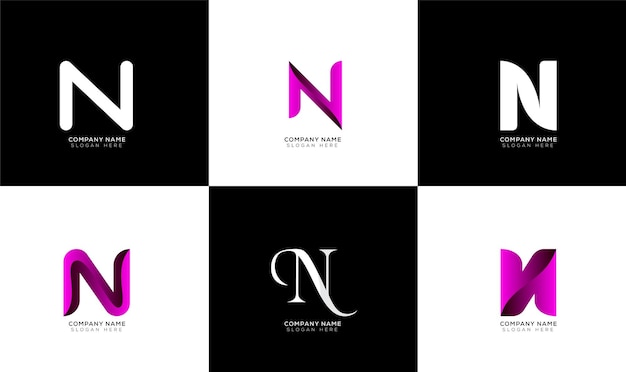 Branding identiteit eerste letter N logo ontwerp collectie