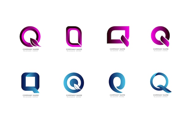 Branding identiteit eerste letter Q logo ontwerp collectie