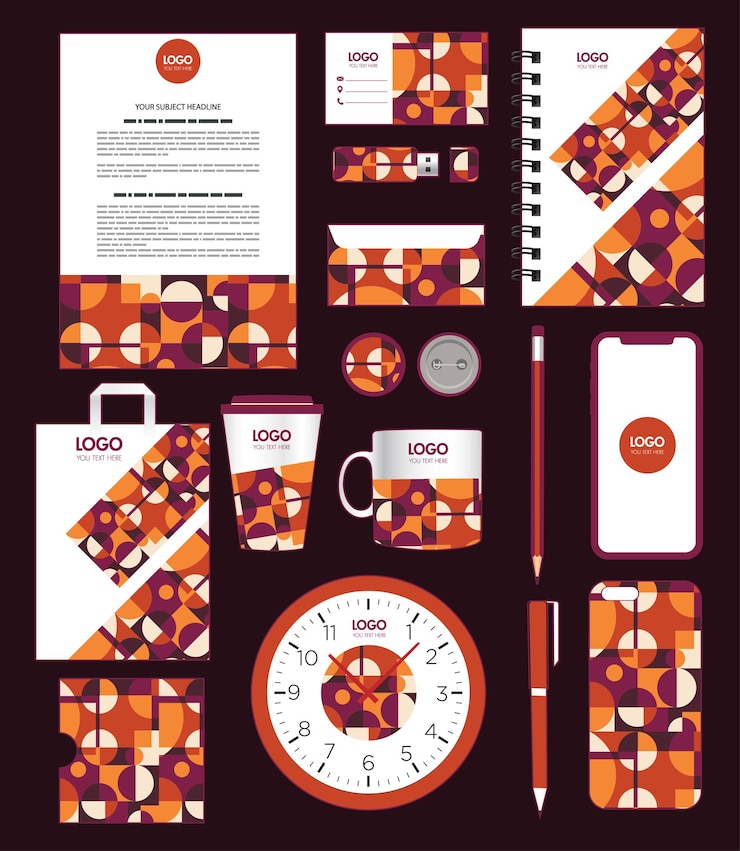 Vector branding identiteit sets abstracte moderne kleurrijke geometrische decoratie