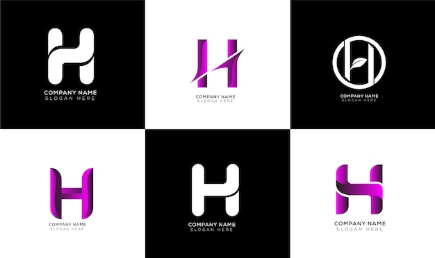 Collezione di logo della lettera h iniziale dell'identità del marchio