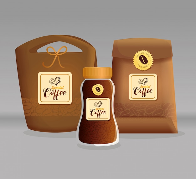 Branding mockup coffeeshop, restaurant, huisstijl mockup, glazen fles en tassenpapier met speciale koffie