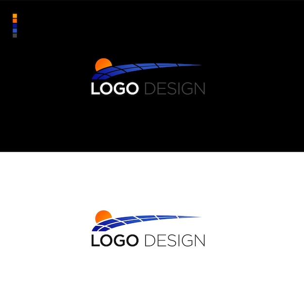 Vector branding solar logo design with a sun and solar