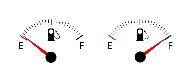 Brandstof indicatoren gas meter gauge brandstof vector tank vol icoon auto wijzerplaat benzine benzine dashboard