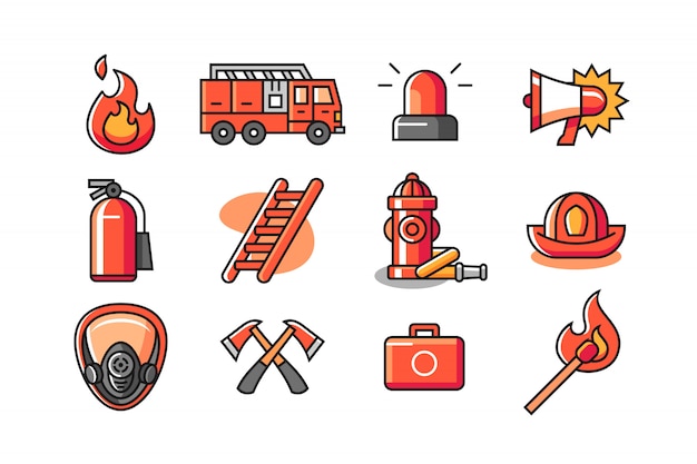 Brandweerman icon set