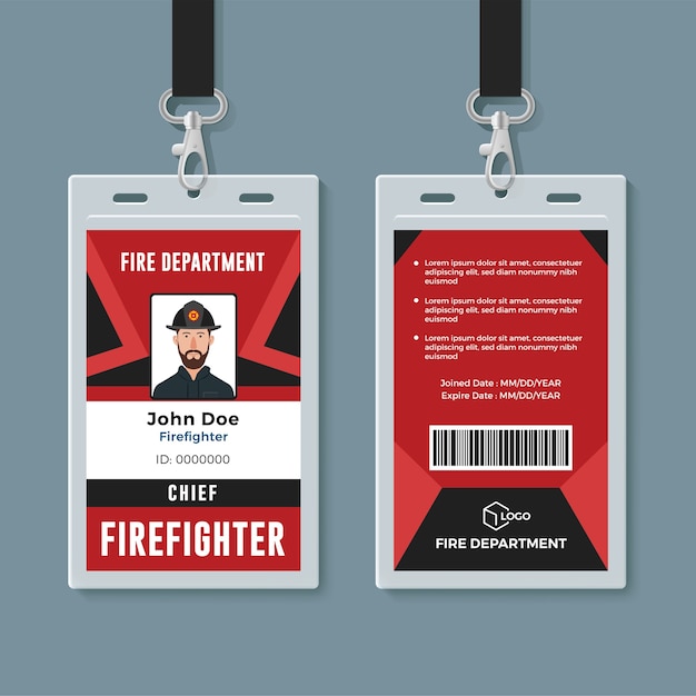 Brandweerman ID-kaart ontwerpsjabloon