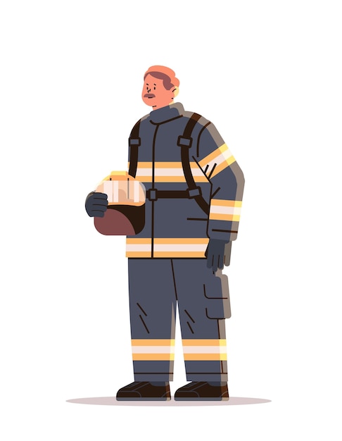 brandweerman in uniform brandweerman hulpdienst gelukkige dag van de arbeid viering concept verticale volledige lengte vectorillustratie