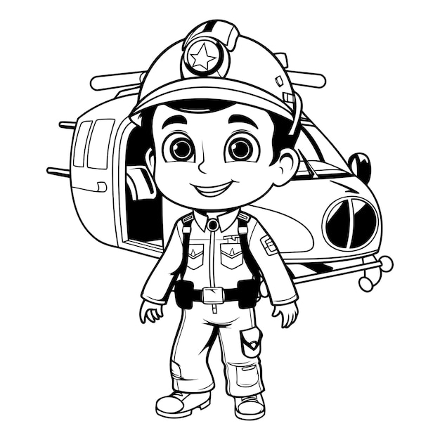 Brandweerman met een brandweerauto op witte achtergrond vector illustratie grafisch ontwerp