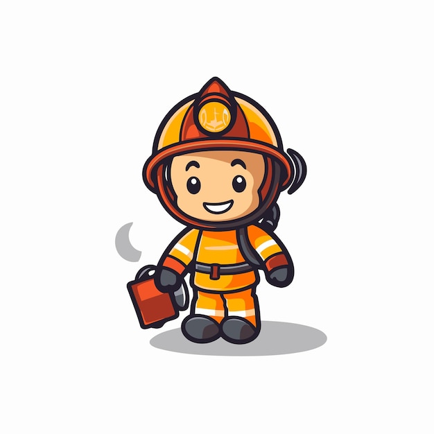 Brandweerman personage cartoon personage met helm en aktetas vector illustratie