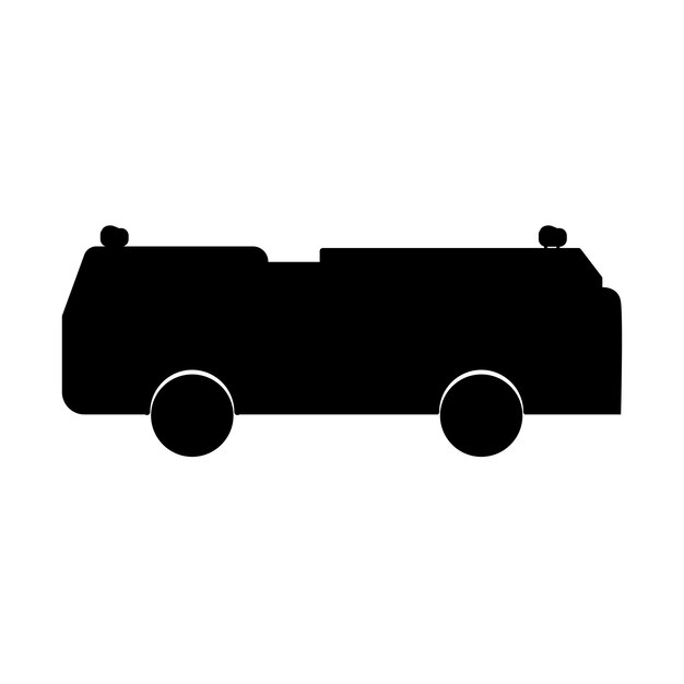 Vector brandweerwagen silhouet pictogram illustratie sjabloon voor vele doeleinden. geïsoleerd op witte achtergrond