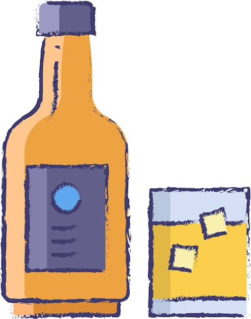 Vector brandy bottle hand drawn vector illustration