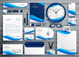brans stationery design for your business in blue wave style