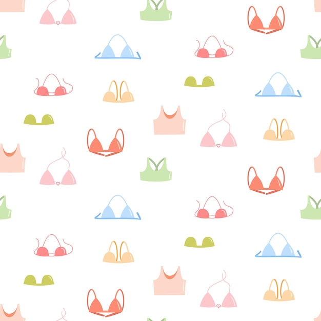 Bras and tops seamless pattern vector illustration