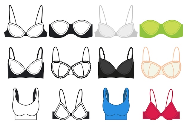 Bras vector cartoon clipart set geïsoleerd.