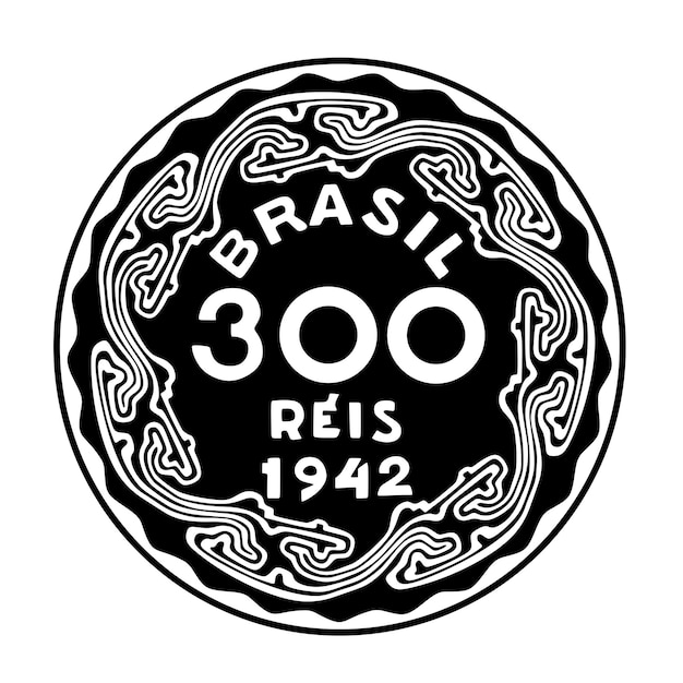 brasil coin 300 reis handmade silhouette collection black model laser cut